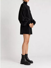 Women's Corduroy Mock-Neck Lantern-Sleeve Mini Dress - product photo 10