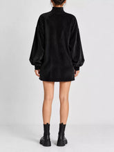Women's Corduroy Mock-Neck Lantern-Sleeve Mini Dress - product photo 11