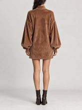 Women's Corduroy Mock-Neck Lantern-Sleeve Mini Dress - product photo 15