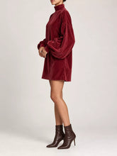 Women's Corduroy Mock-Neck Lantern-Sleeve Mini Dress - product photo 18