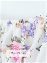 Women’s White Floral Maxi Skirt Set With Short Puff Sleeve Bra Top Sun-Imperial United States