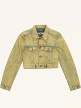 Women's Cropped Cross-Pattern Embroidered Denim Jacket - product photo 3
