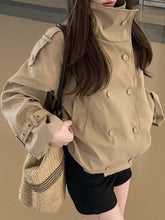 Women's Double-Breasted Stand-Collar Trench Jacket - product photo 3