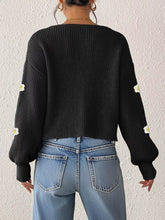 Cropped floral cardigan for women with V-neckline