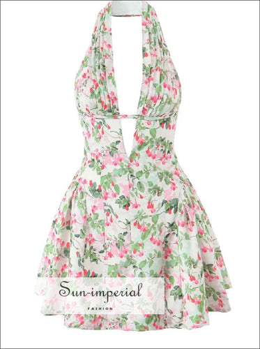 Women’s Floral Pleated Halter Mini Dress Sun-Imperial United States