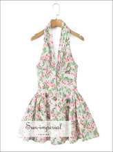 Women’s Floral Pleated Halter Mini Dress Sun-Imperial United States