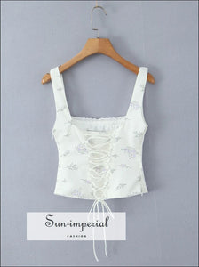 Women’s Floral Print Corset Style Cami Tank Top Sun-Imperial United States