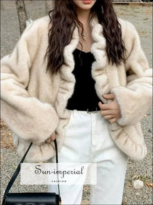 Women’s Full Sleeve Faux Fur Coat With Wood Ears Edged Detail Sun-Imperial United States