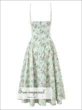 Women’s Green Floral Wired Corset Style Midi Dress Sun-Imperial United States