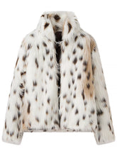 Women's Leopard Print Fur-Trim Turtleneck Coat - product photo 2