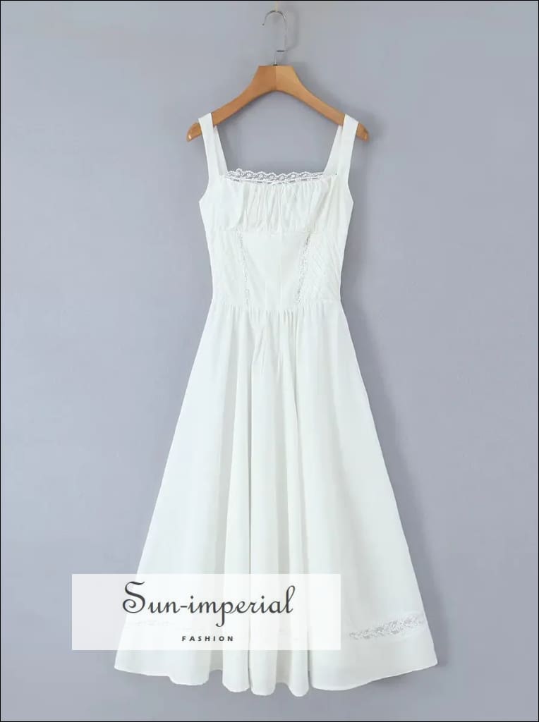 Women’s Long Sling White Dress Sun-Imperial United States
