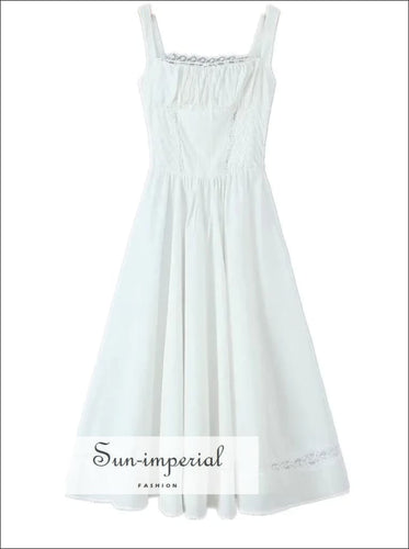 Women’s Long Sling White Dress Sun-Imperial United States