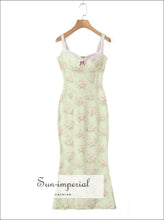 Women’s Mint Green Floral Print Mermaid Sleeveless Midi Dress With Center Bow Detail Sun-Imperial United States