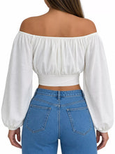 Women's Off-Shoulder Ruched Lace-Up Cropped Blouse - product photo 2