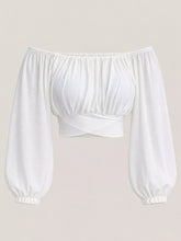 Women's Off-Shoulder Ruched Lace-Up Cropped Blouse - product photo 3