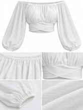 Women's Off-Shoulder Ruched Lace-Up Cropped Blouse - product photo 4
