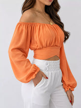 Women's Off-Shoulder Ruched Lace-Up Cropped Blouse - product photo 7