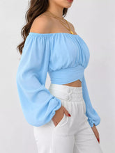 Women's Off-Shoulder Ruched Lace-Up Cropped Blouse - product photo 10