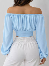 Women's Off-Shoulder Ruched Lace-Up Cropped Blouse - product photo 11