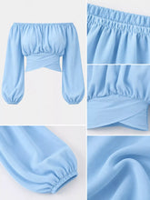 Women's Off-Shoulder Ruched Lace-Up Cropped Blouse - product photo 13