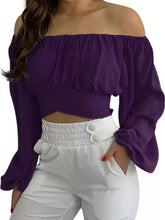 Women's Off-Shoulder Ruched Lace-Up Cropped Blouse - product photo 18