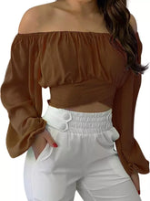 Women's Off-Shoulder Ruched Lace-Up Cropped Blouse - product photo 20
