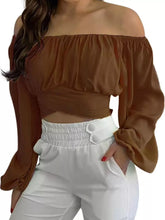 Women's Off-Shoulder Ruched Lace-Up Cropped Blouse - product photo 21