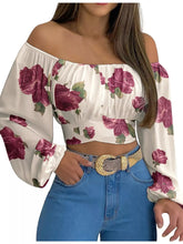 Women's Off-Shoulder Ruched Lace-Up Cropped Blouse - product photo 26