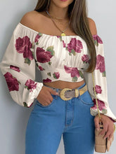 Women's Off-Shoulder Ruched Lace-Up Cropped Blouse - product photo 27