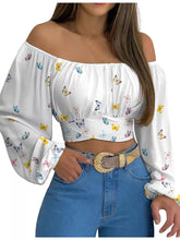 Women's Off-Shoulder Ruched Lace-Up Cropped Blouse - product photo 33