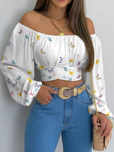 Women's Off-Shoulder Ruched Lace-Up Cropped Blouse - product photo 34