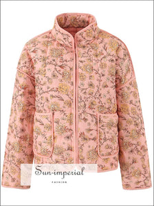 Women’s Orange Floral Print Quilted Coat Sun-Imperial United States