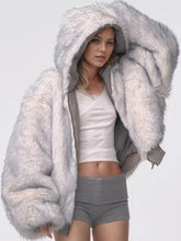 Women's Oversized Faux Fur Trim Bomber Jacket - product image 4