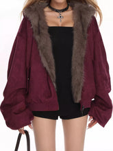 Women's Oversized Faux Fur Trim Bomber Jacket - product image 6