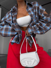 Women's Oversized Plaid Button-Down Shirt with Detachable Sleeves - product photo 3