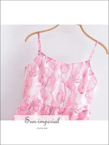 Women’s Pink Floral Print Sleeveless A-line Skater Mini Dress A-Line Sun-Imperial United States