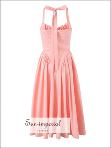 Women’s Pink Halter A-line Midi Dress A-Line Sun-Imperial United States