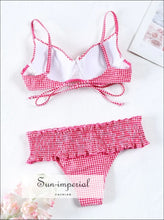 Women’s Plaid Pink Bikini Set With Underwire Top And Ruffle Detail Sun-Imperial United States