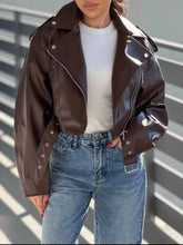 Women's Plus Size Belted Faux Leather Zip-Up Jacket - product image 1