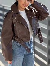 Women's Plus Size Belted Faux Leather Zip-Up Jacket - product image 2