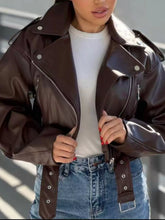 Women's Plus Size Belted Faux Leather Zip-Up Jacket - product image 3