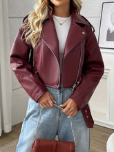 Women's Plus Size Belted Faux Leather Zip-Up Jacket - product image 5