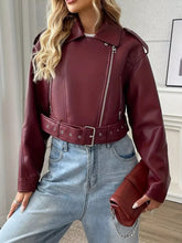Women's Plus Size Belted Faux Leather Zip-Up Jacket - product image 7
