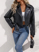 Women's Plus Size Belted Faux Leather Zip-Up Jacket - product image 13