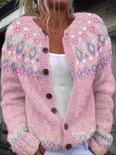 Women's Plus Size Pink Fair Isle Knit Cardigan - product photo 1