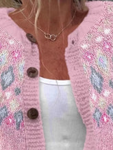 Women's Plus Size Pink Fair Isle Knit Cardigan - product photo 2