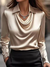 Women's Plus Size Satin Cowl-Neck Blouse - product photo 1