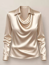 Women's Plus Size Satin Cowl-Neck Blouse - product photo 4