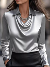 Women's Plus Size Satin Cowl-Neck Blouse - product photo 5