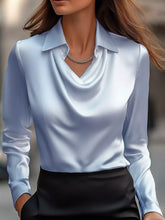 Women's Plus Size Satin Cowl-Neck Blouse - product photo 6